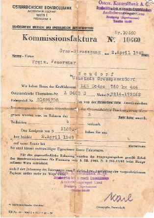 Foto zeigt Original-Typenschein des Dodge